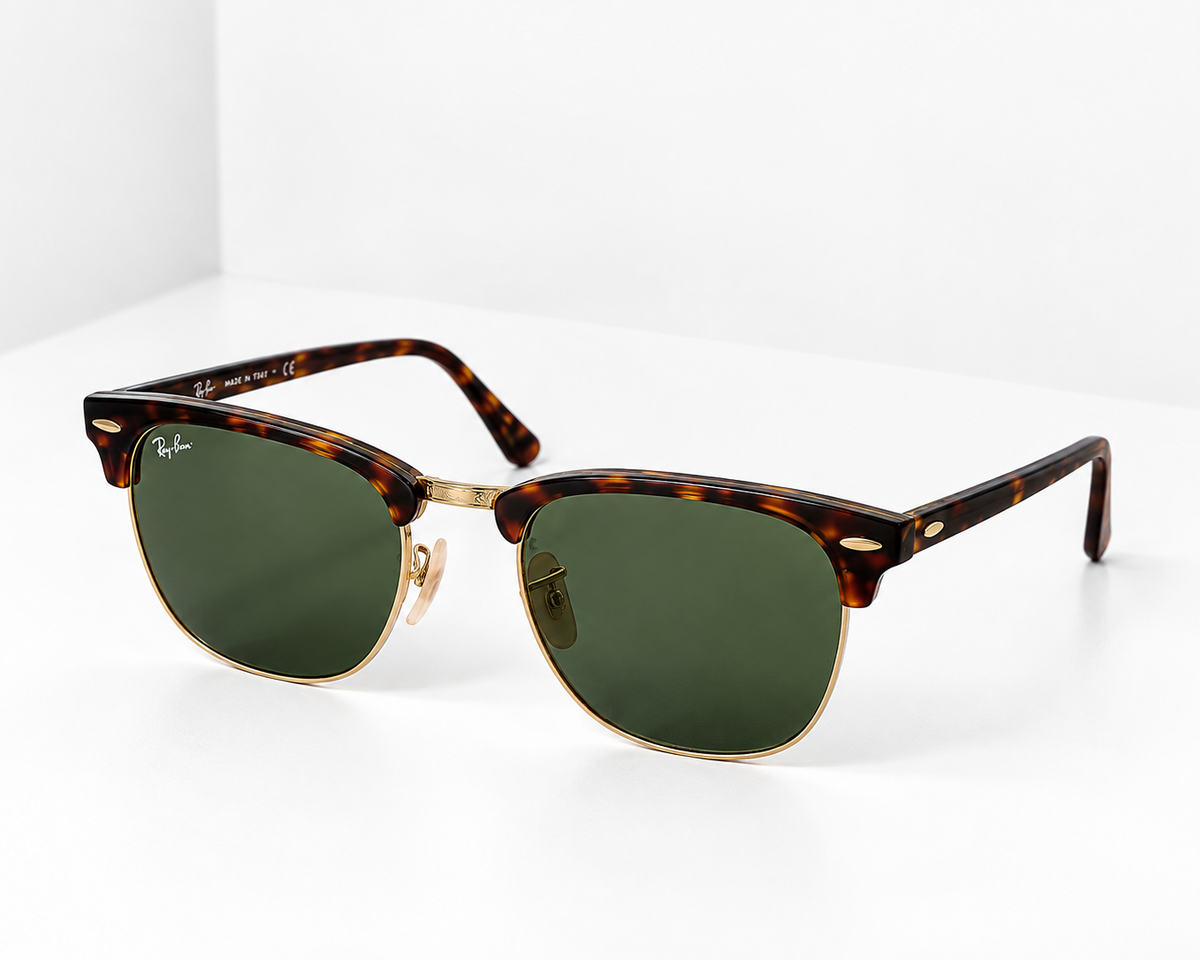 Ray-Ban Clubmaster Fleck Half-Rim Sunglasses Tortoise Havana Black G-15 - RB3016 Premium