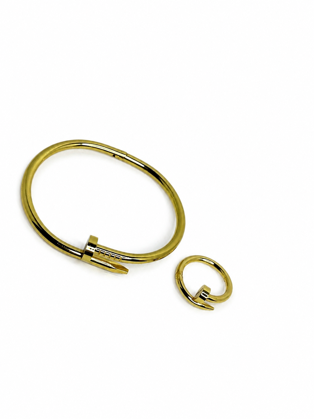 Gold Nail Bangle & Ring Jewellery Set