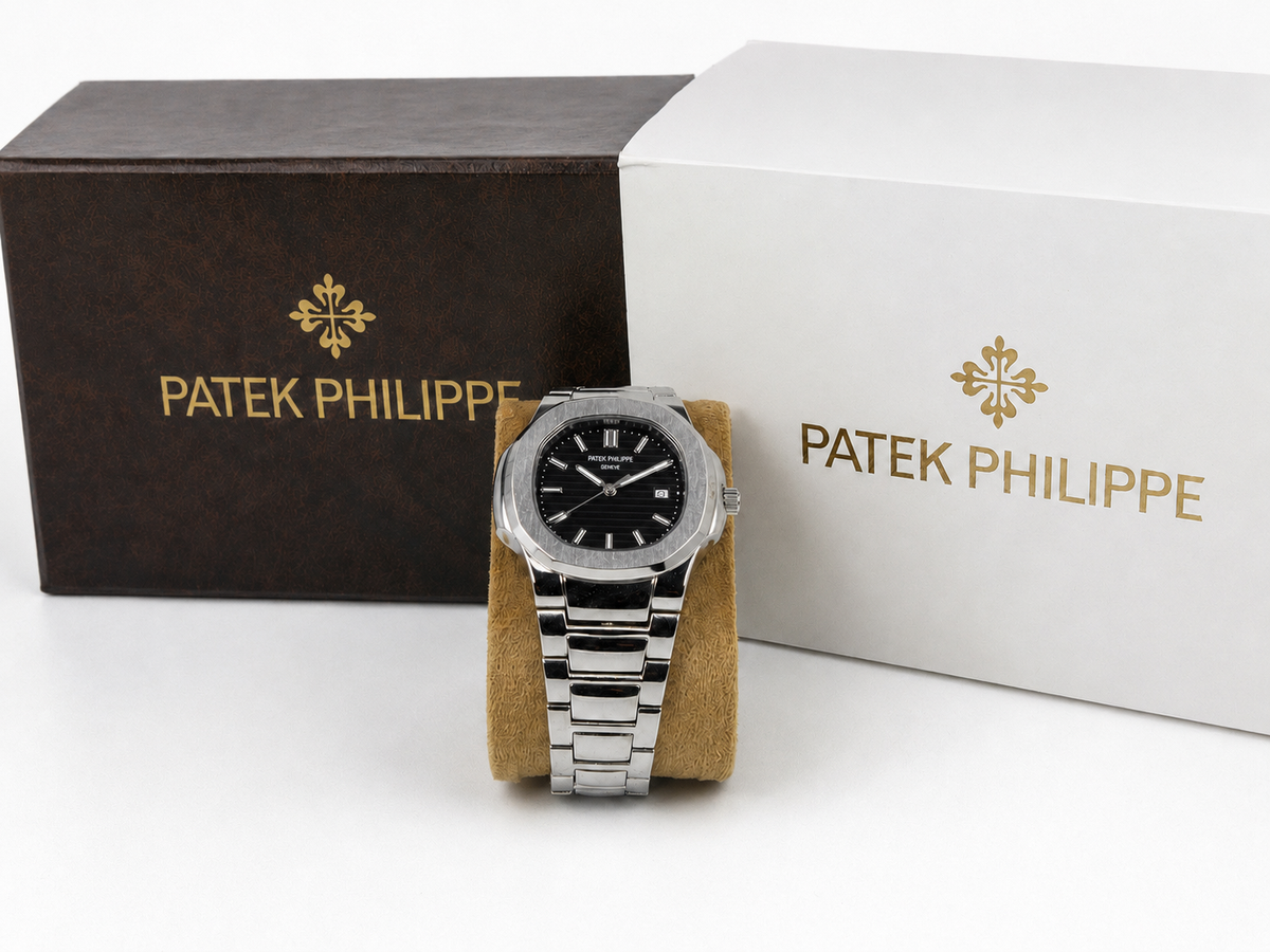 Patek Philippe Nautilus Black Dial Steel Watch