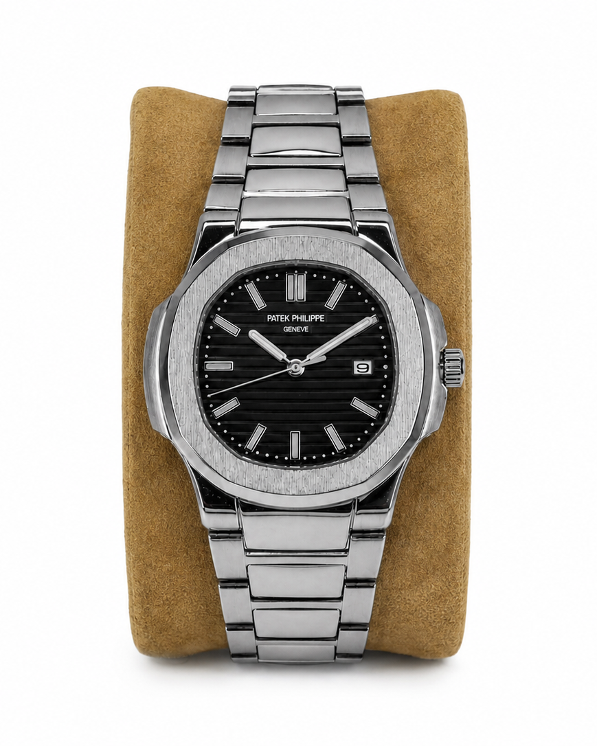 Patek Philippe Nautilus Black Dial Stainless Steel Watch