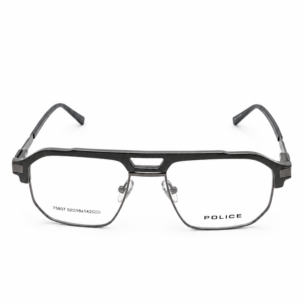 Police Aviator Eyeglasses Dark Brown Gunmetal - Extreme Premium