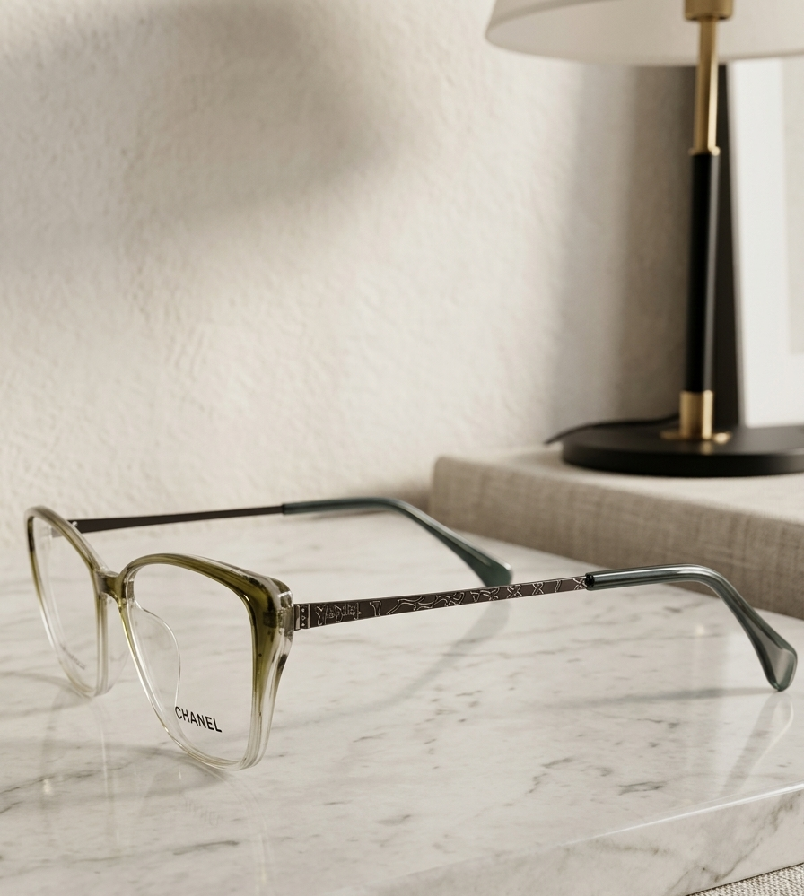 Chanel Cat-Eye Optical Frames – Olive Green Gradient | GENALLS