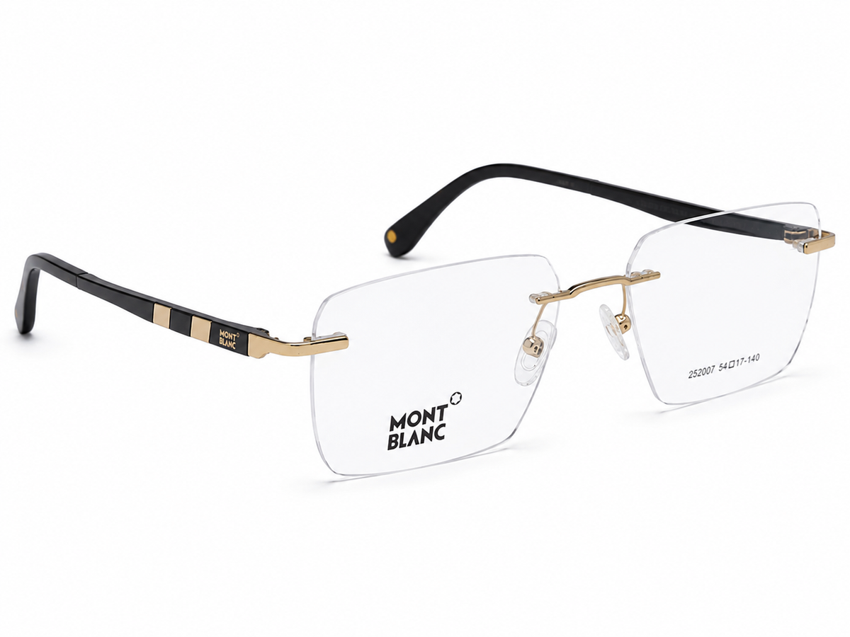 Mont Blanc 252007 Gold Black Rimless - Opposite Three Quarter Angle White Background