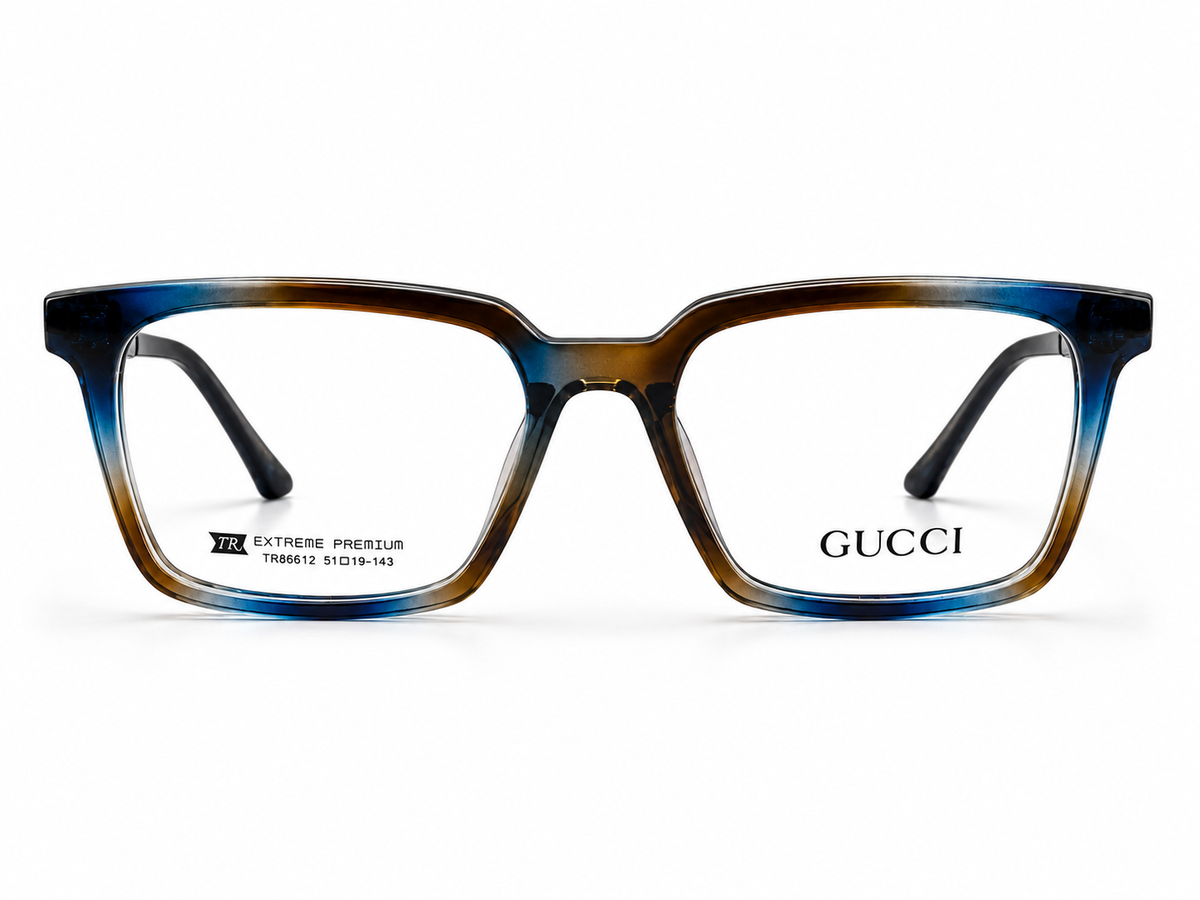 Gucci Square Eyeglasses Blue Brown Gradient - Marble Surface