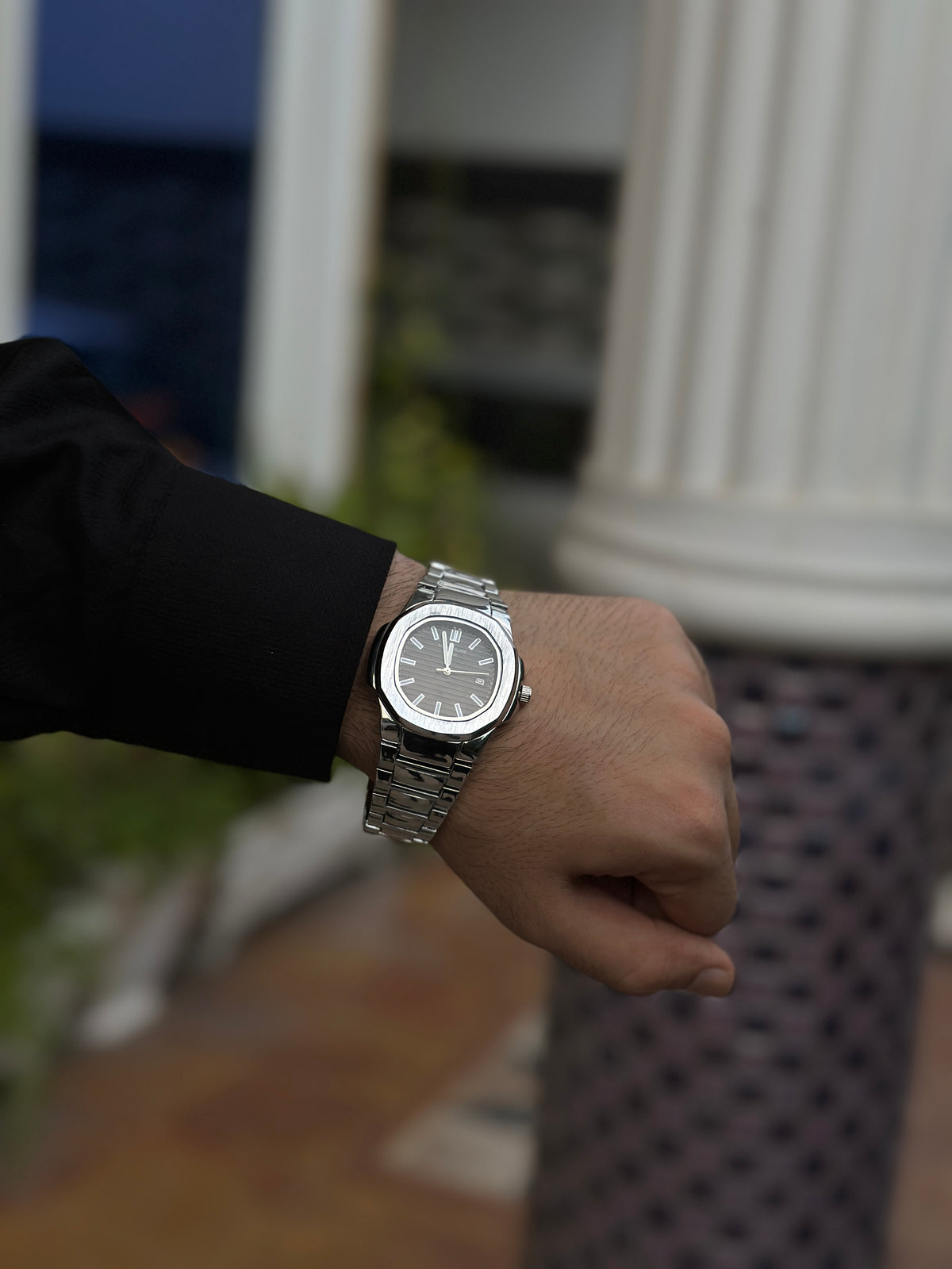Patek Philippe Nautilus Black Dial Steel Watch
