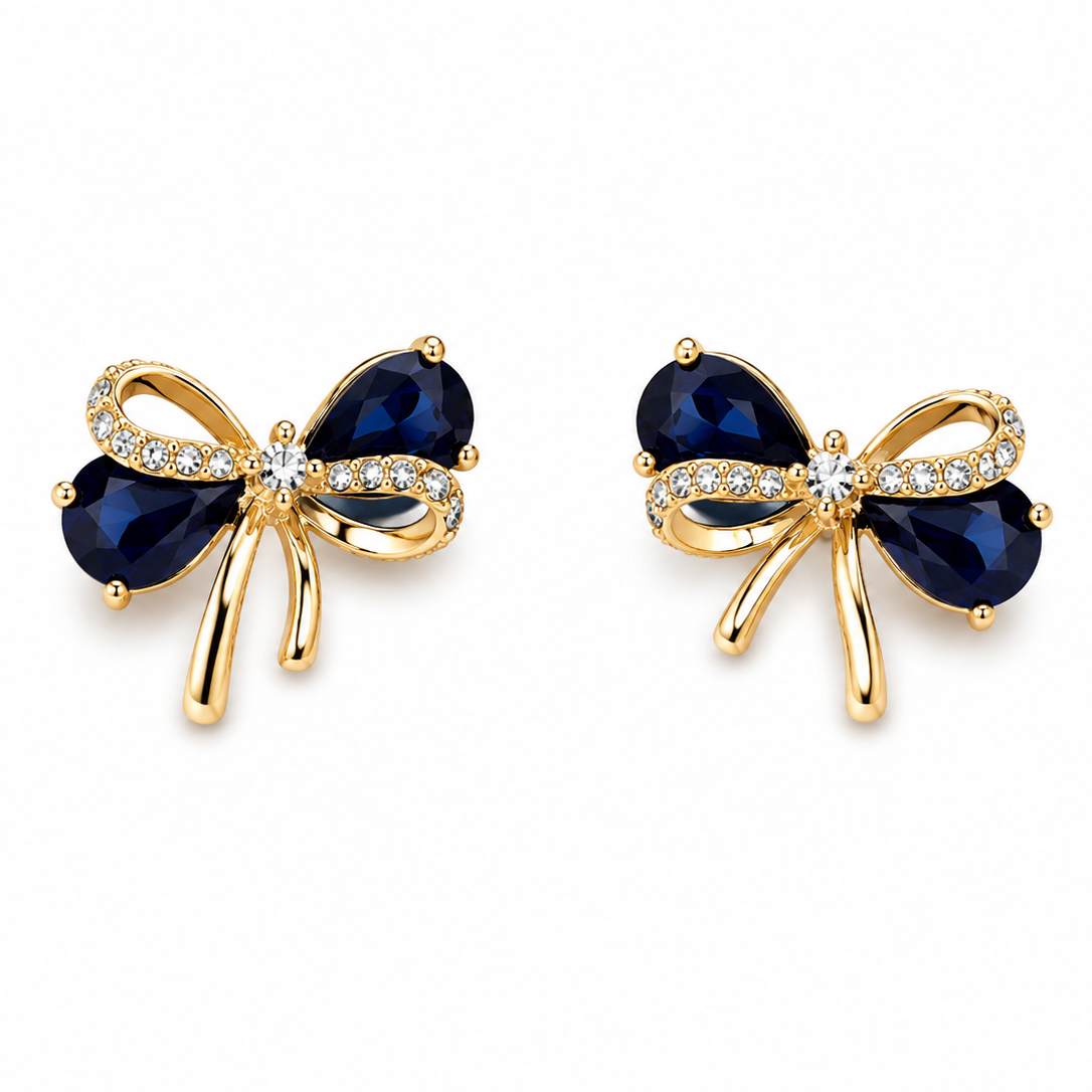 Crystal bow stud earrings additional view