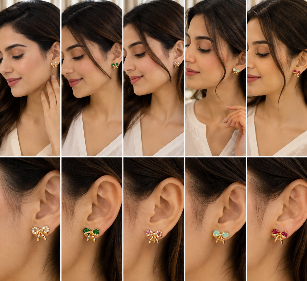 Crystal bow stud earrings additional view 2