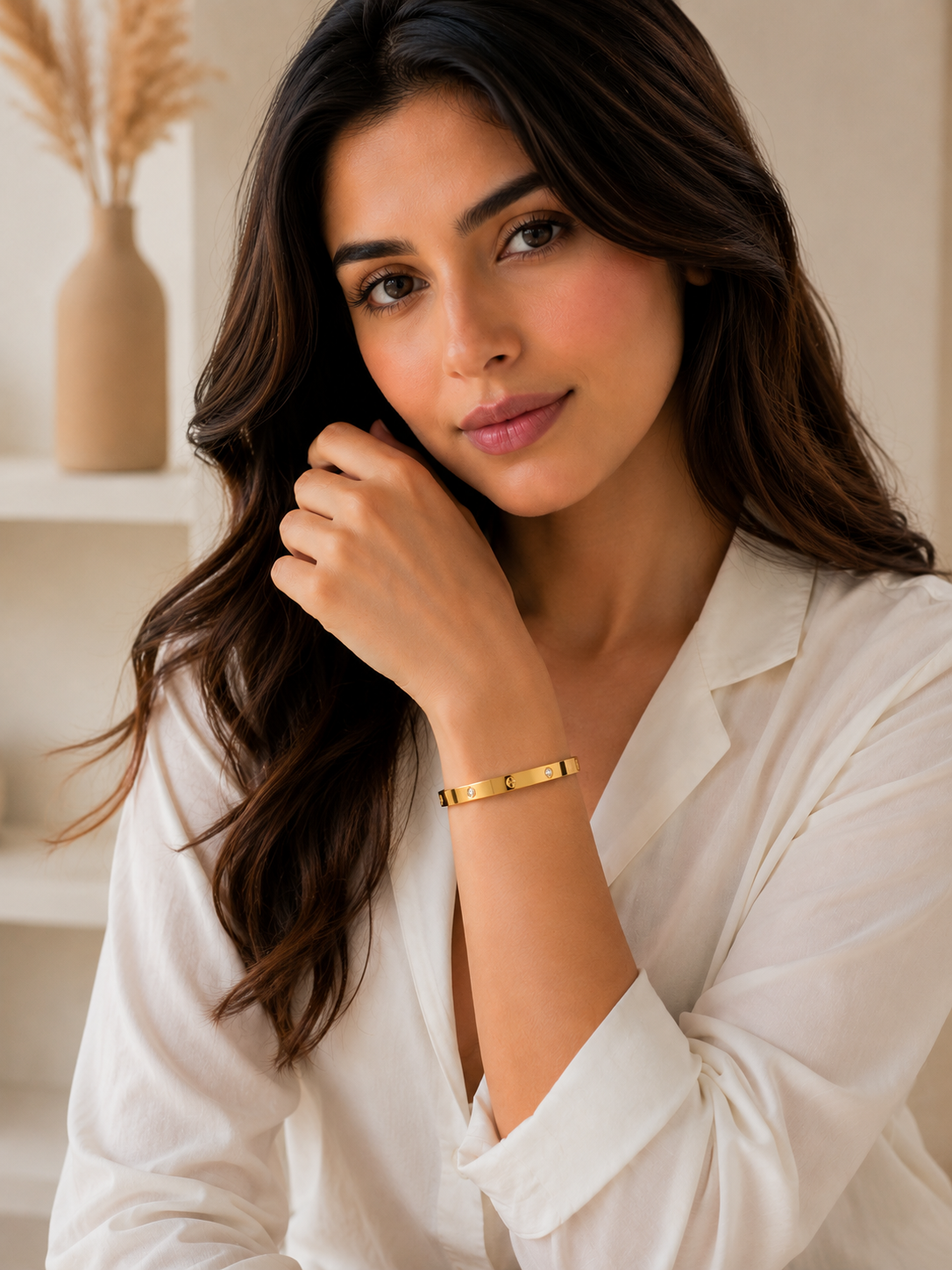 Gold Screw Cuff Women's Luxury Bangle