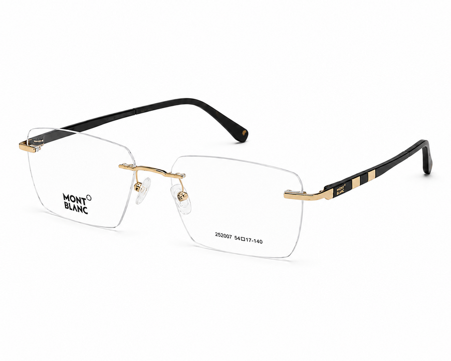 Mont Blanc Rimless Square Eyeglasses Gold Black - 252007 Premium