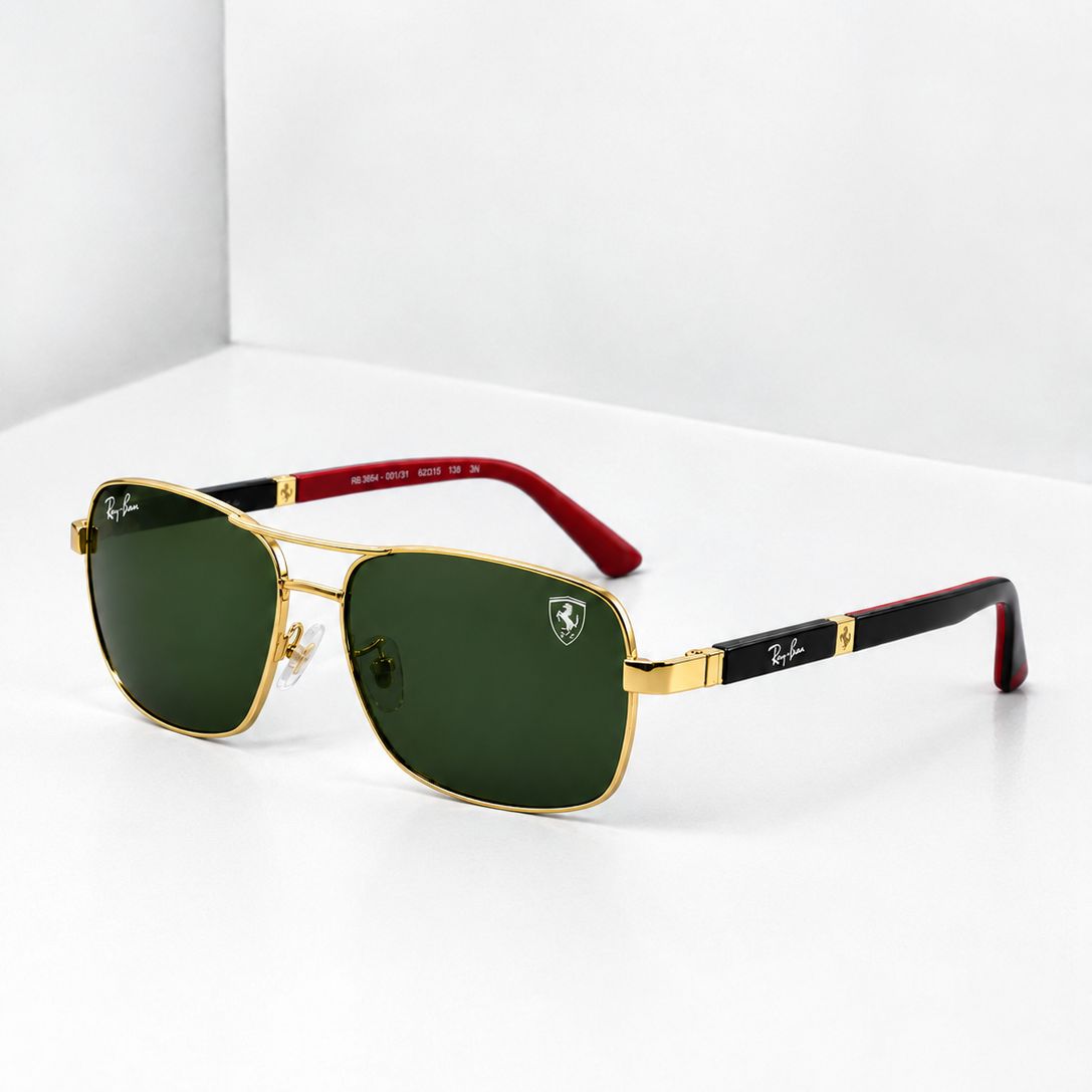 Ray-Ban RB3594 Ferrari Edition Sunglasses – Gold Frame | G-15 Green Lens