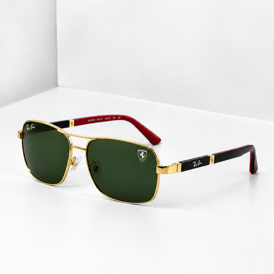 Ray-Ban RB3594 Ferrari Edition Sunglasses – Gold Frame | G-15 Green Lens