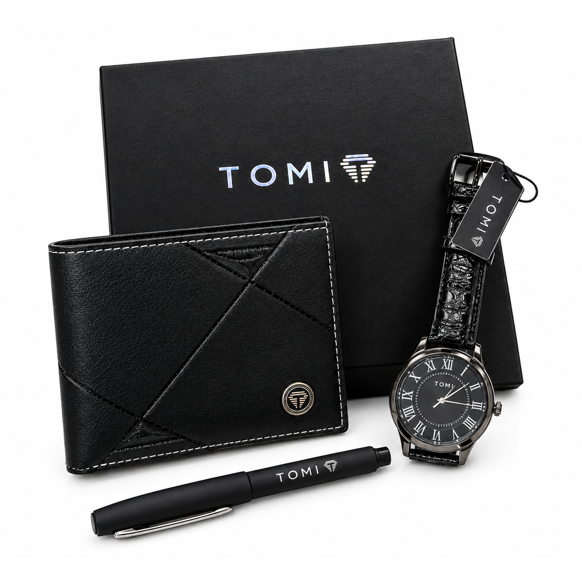 Premium Black Watch Wallet Gift Set