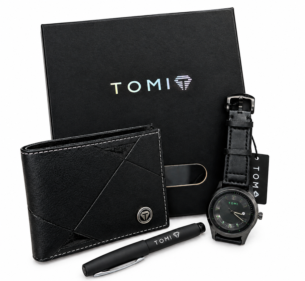 Premium Black Watch Wallet Gift Set